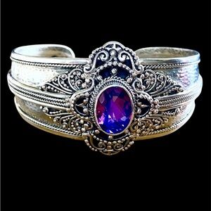 Sarda Silver Bracelet with Purple mystique tpaz bracelet